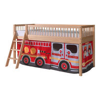 HALBHOHES BETT Kelci 90x200 Textilset Fire Rescue Buche Massivholz - Buchefarben, Holz (90/200cm) - 58aufmkessel