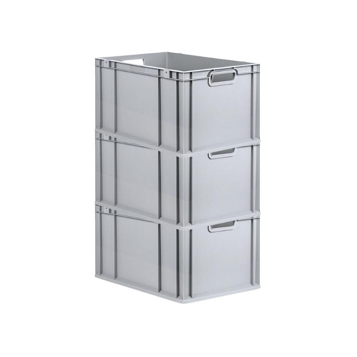 EUROBOX 3x Nextgen Economy Mit Scharnierdeckel Grau/Gelb Griffe Offen 65 Liter - Gelb, Kunststoff (40/32/60cm) - PROREGAL