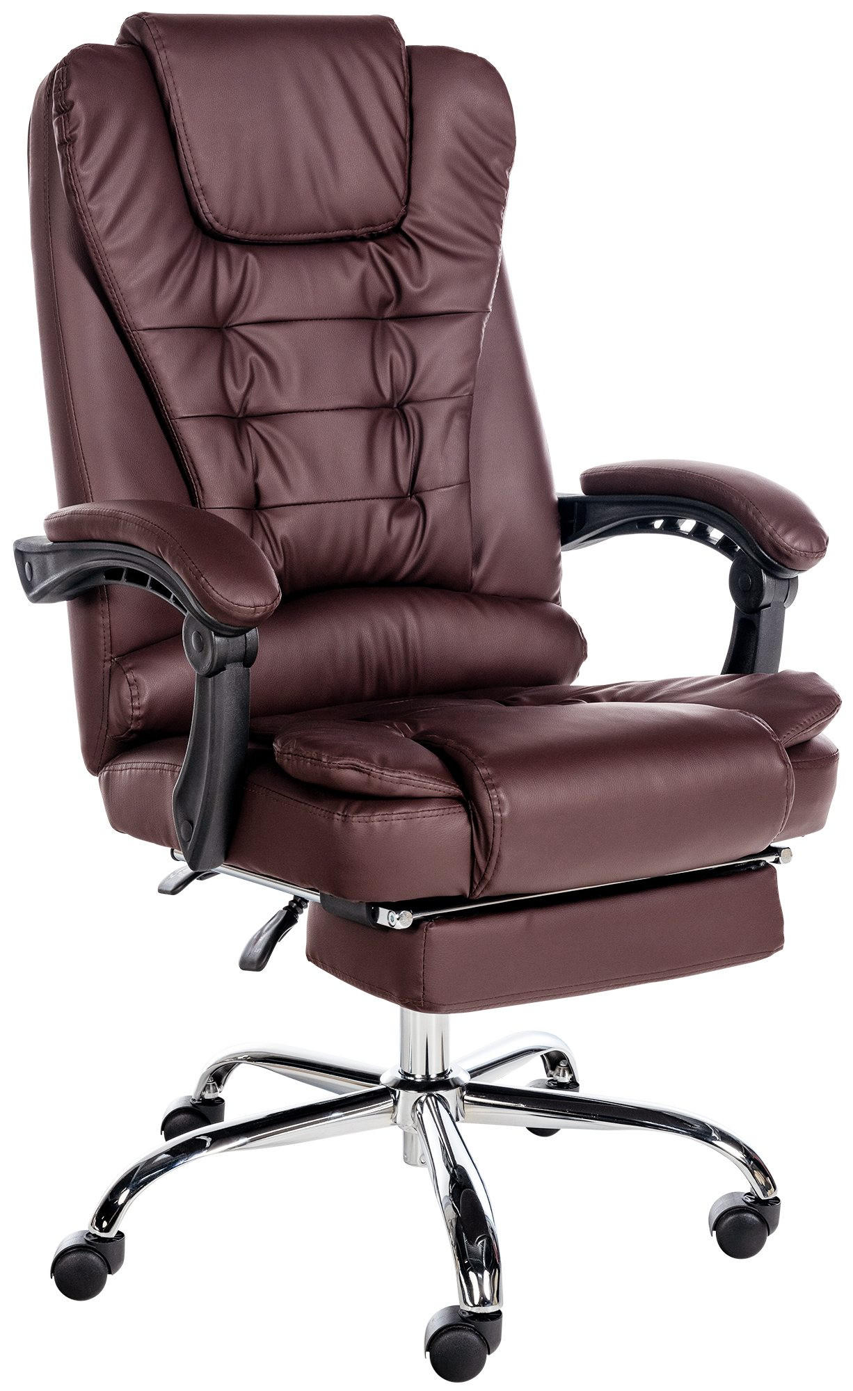 CHEFSESSEL Lederlook bordeauxrot - Chromfarben/Bordeaux, Textil/Metall (67/115/68cm) - CLP