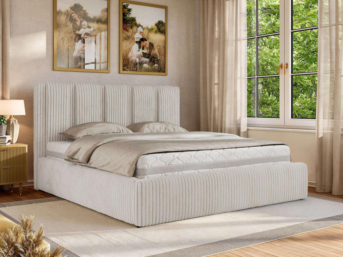 POLSTERBETT SAVINO CLASSIC 160/200 - Beige Cord - ohne Matratze - Beige, Textil (160/200cm) - MKS