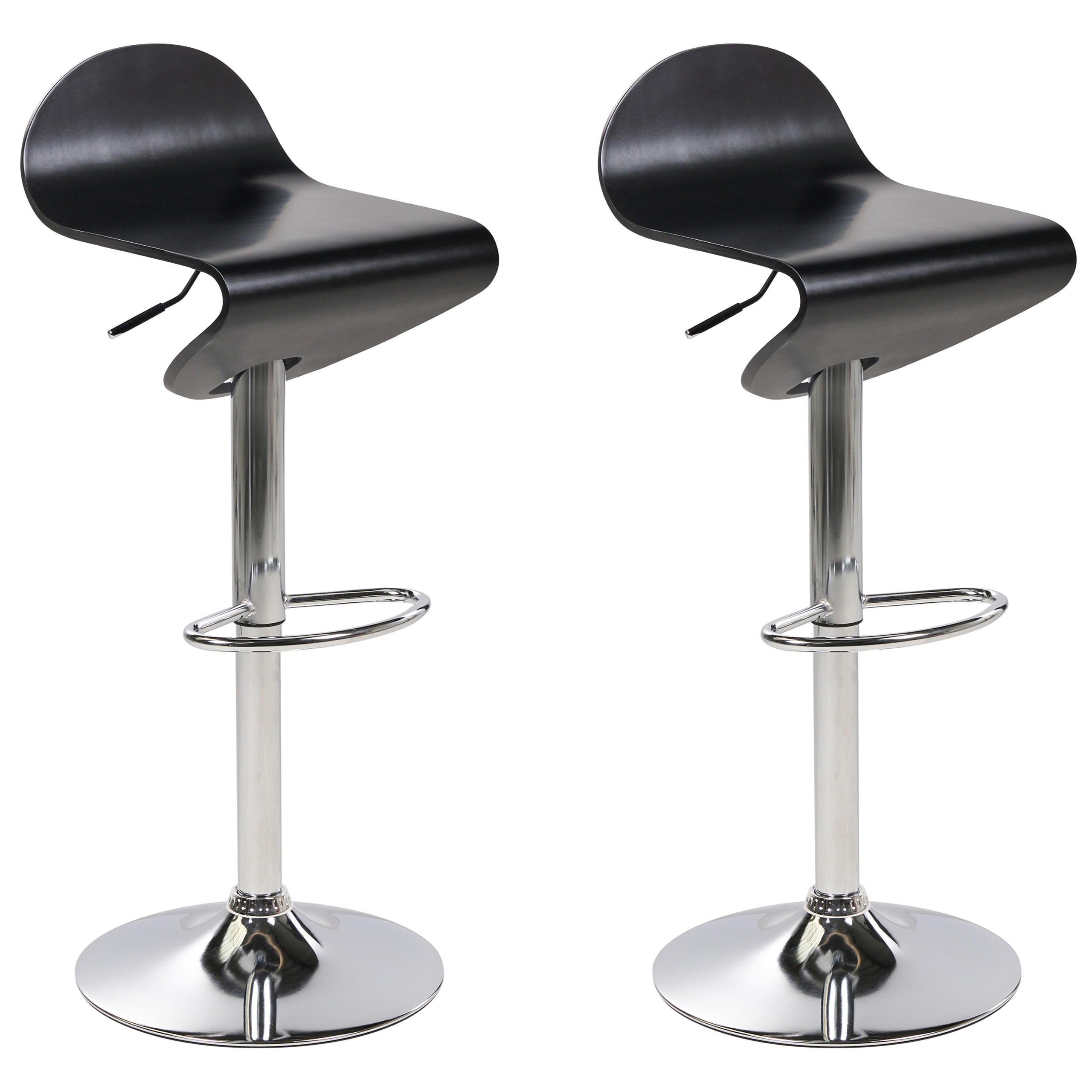 BARHOCKER 2er-Set Holzwerkstoff Schwarz Liverpool - Schwarz, Holzwerkstoff/Metall (41/76/41cm) - Beliani