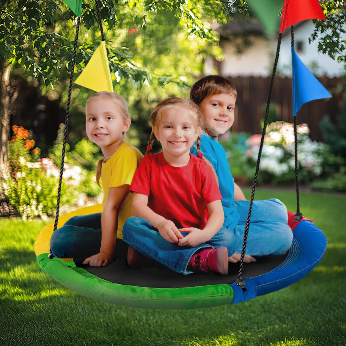 NESTSCHAUKEL bis 150 kg, 100 cm Durchmesser - Multicolor, Textil (100/160/100cm) - Luverno