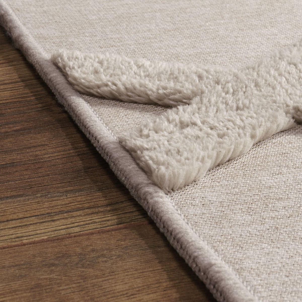 KURZFLORTEPPICH Waschbar, mit Rautenmuster, Creme, 200 x 280 cm - Beige, Textil (280/200cm) - KADIMA DESIGN