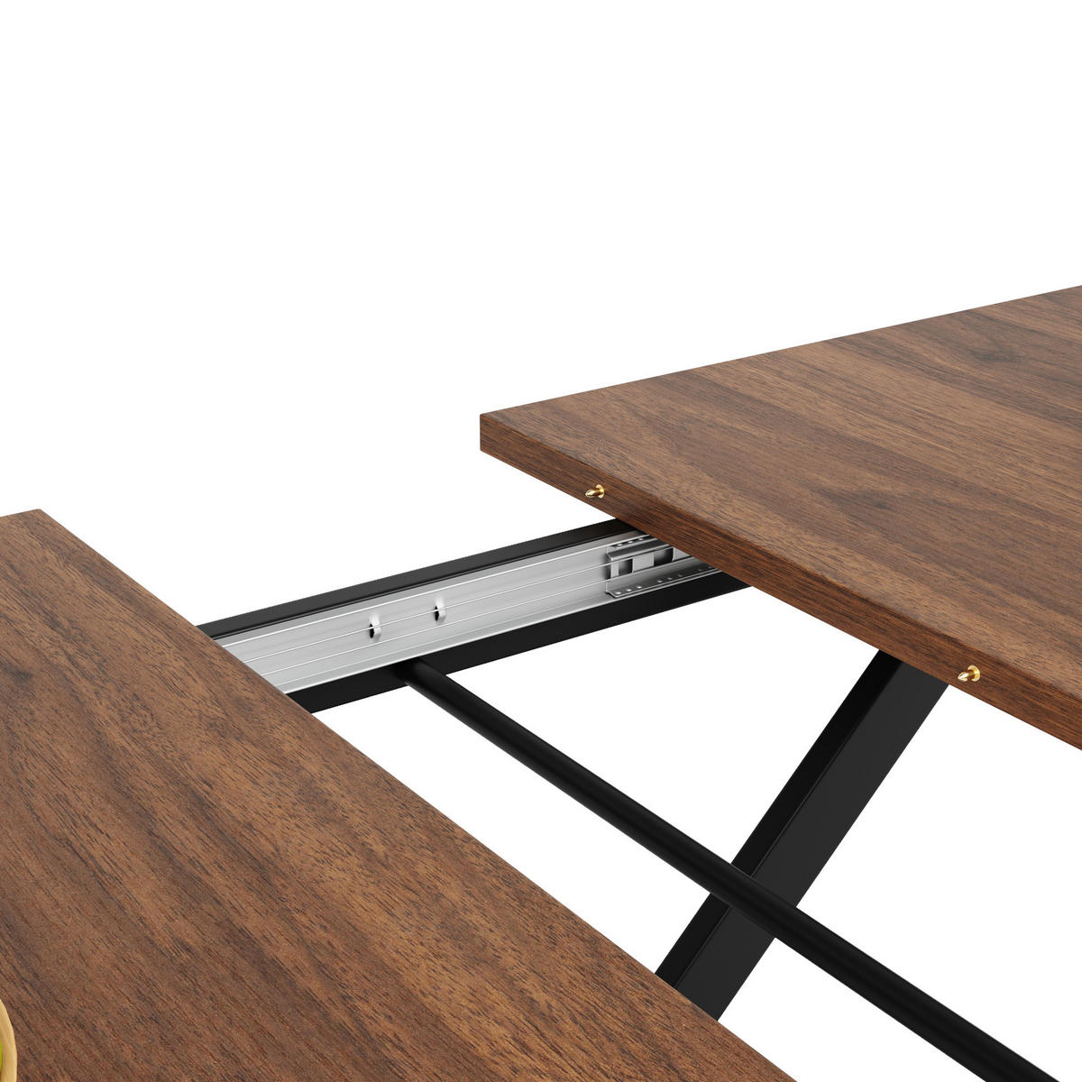 ESSTISCH 120-160/80/75 cm Nussbaumfarben/Schwarz aus MDF und Metall mit Ausziehfunktion - Walnussfarben, Holzwerkstoff (160/80/75cm) - OKMYHOME