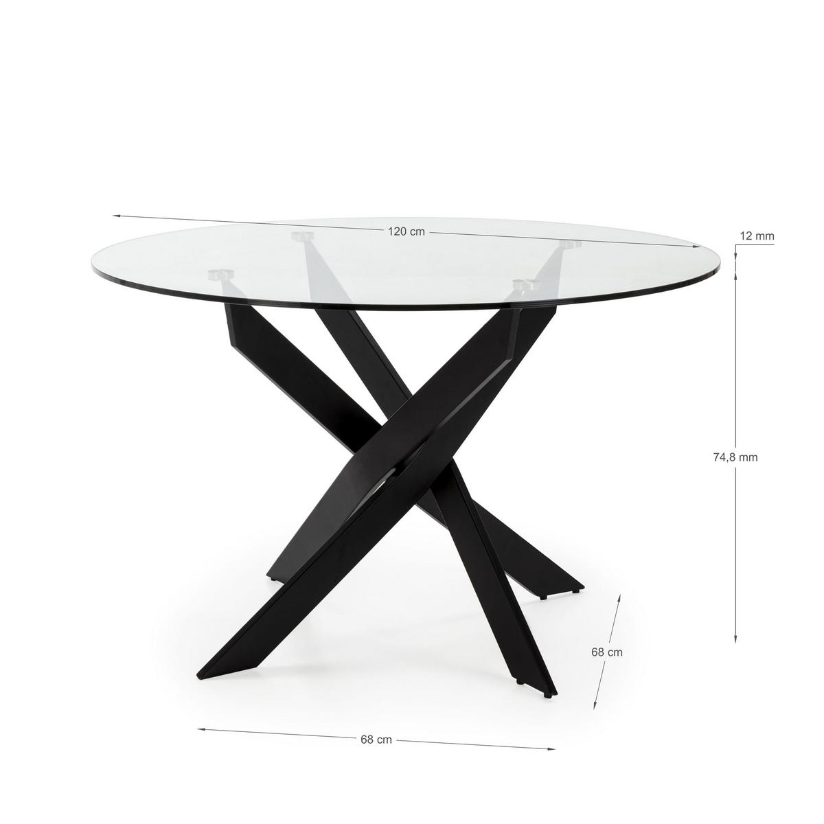 ESSTISCH Ruth Schwarz 120/120/76 cm - Schwarz, Metall (120/120/76cm)