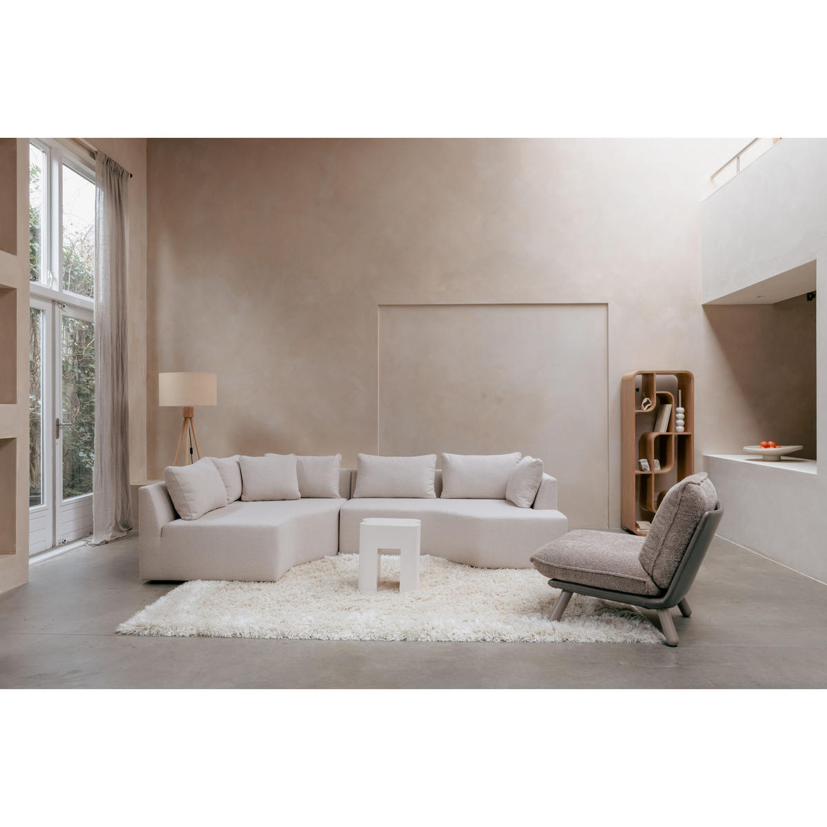 SESSEL Lazy Sack Beige - Beige/Grau, Holz (75/81/94cm) - Zuiver