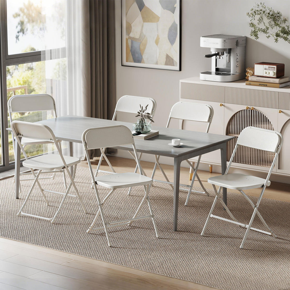 KLAPPSTÜHLE 6er Set aus Kunststoff Klappbar Küchenstuhl mit Ablauflöchern, Weiß - Weiß, Kunststoff/Metall (45/79.5/49cm) - HOMCOM