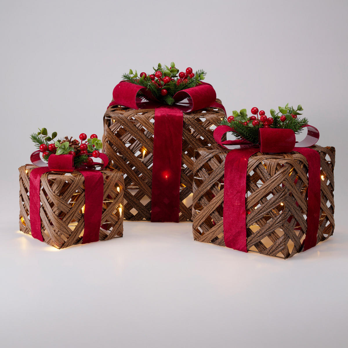 WEIHNACHTSDEKORATION 3er-Set - Braun, Metall (25/30/25cm) - Home Styling Collection