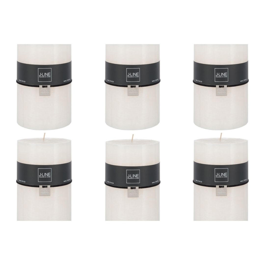 DUFTKERZE ZART - Weiß - XL - 95 Std. - 6er set - Creme, Paraffin (10/15cm) - J-Line