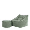 SITZSACK Chenille-Sessel icon Natalia und Fußhocker-Sitzsack Milano im 2-teiligen Set, salbeigrün - Salbeigrün, Kunststoff/Textil (100/80/88cm) - icon