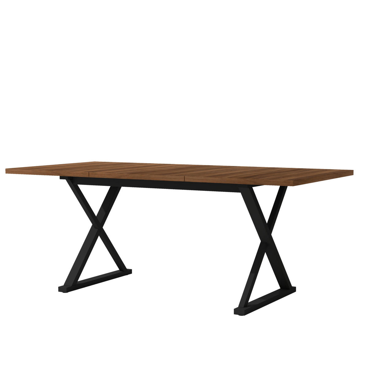 ESSTISCH aus MDF 180x90x75 cm Walnussfarbe mit X-förmigem Metallgestell für 6-8 Personen - Walnussfarben, Holzwerkstoff (180/90/75cm) - Modfu