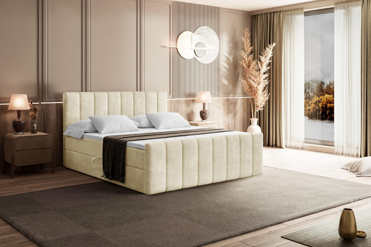 AMERICKÁ postel OTTA-Z – 200 x 200 cm – H3 – béžová - béžová, kompozitní dřevo (200/200cm) - ALTDECOR