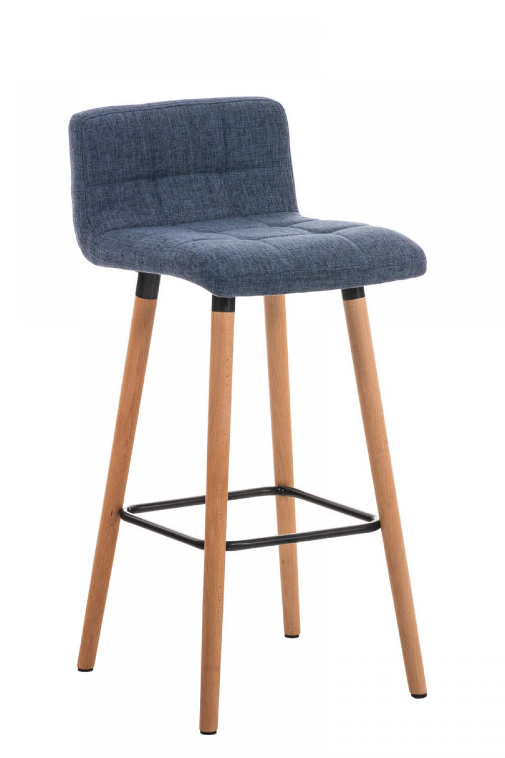 BARHOCKER Stoff Blau - Blau/Eukalyptusholzfarben, Holz/Textil (42/94/49cm) - CLP