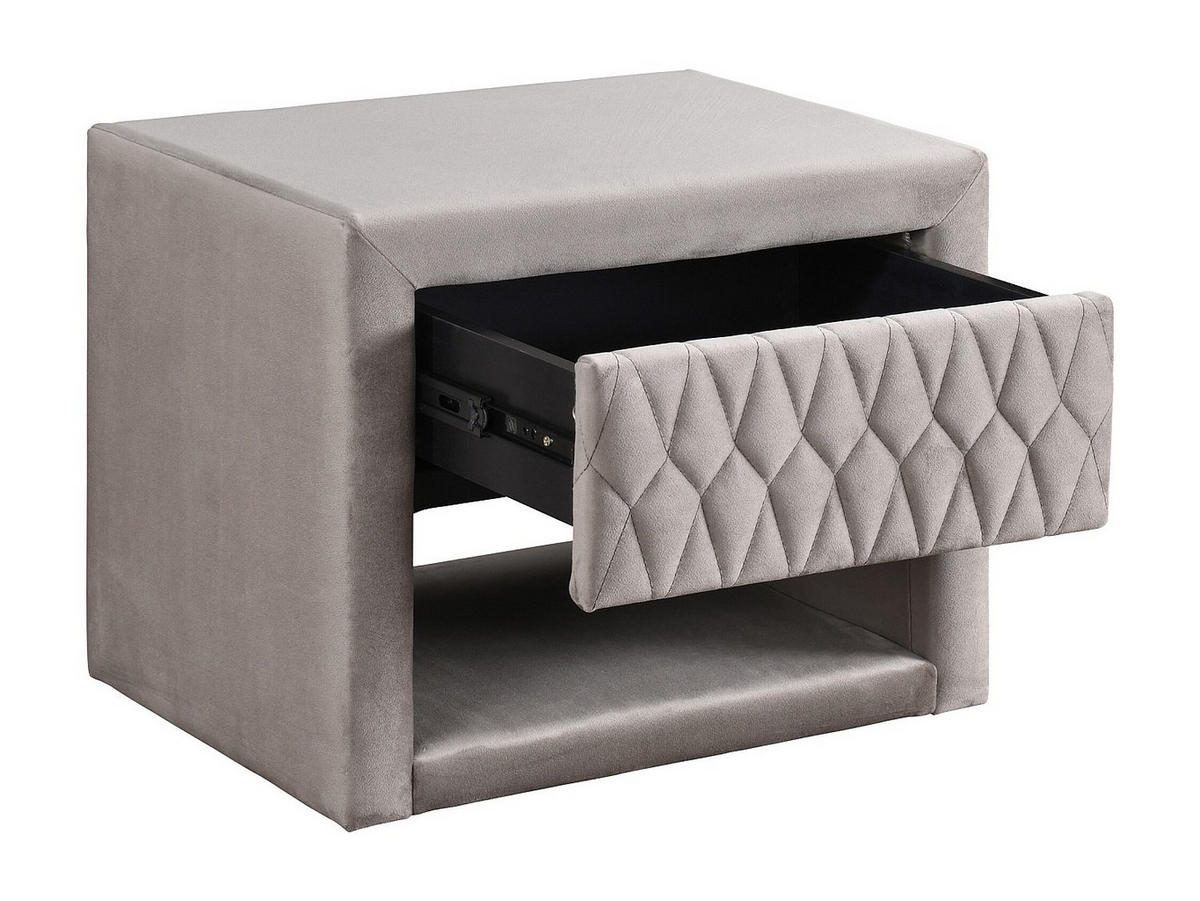 2ER-SET Nachttische DANIELE – 1 Schublade & 1 Ablage – Samt – Beige - Beige, Textil (50/41/35cm) - Vente-Unique