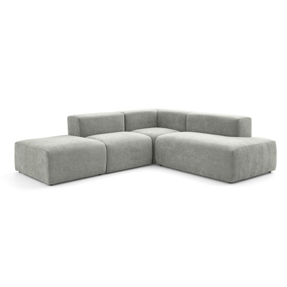 4-SITZER modulares Ecksofa HEAVEN SET 3 Rechts, Breite 270 cm Webstoff Grau - Schwarz/Grau, Holz/Kunststoff (270/245cm) - Muffo