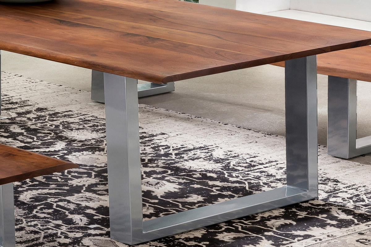 ESSTISCH TOPS&TABLES - Silberfarben/Braun, Holz/Metall (85/160/77cm) - SAM