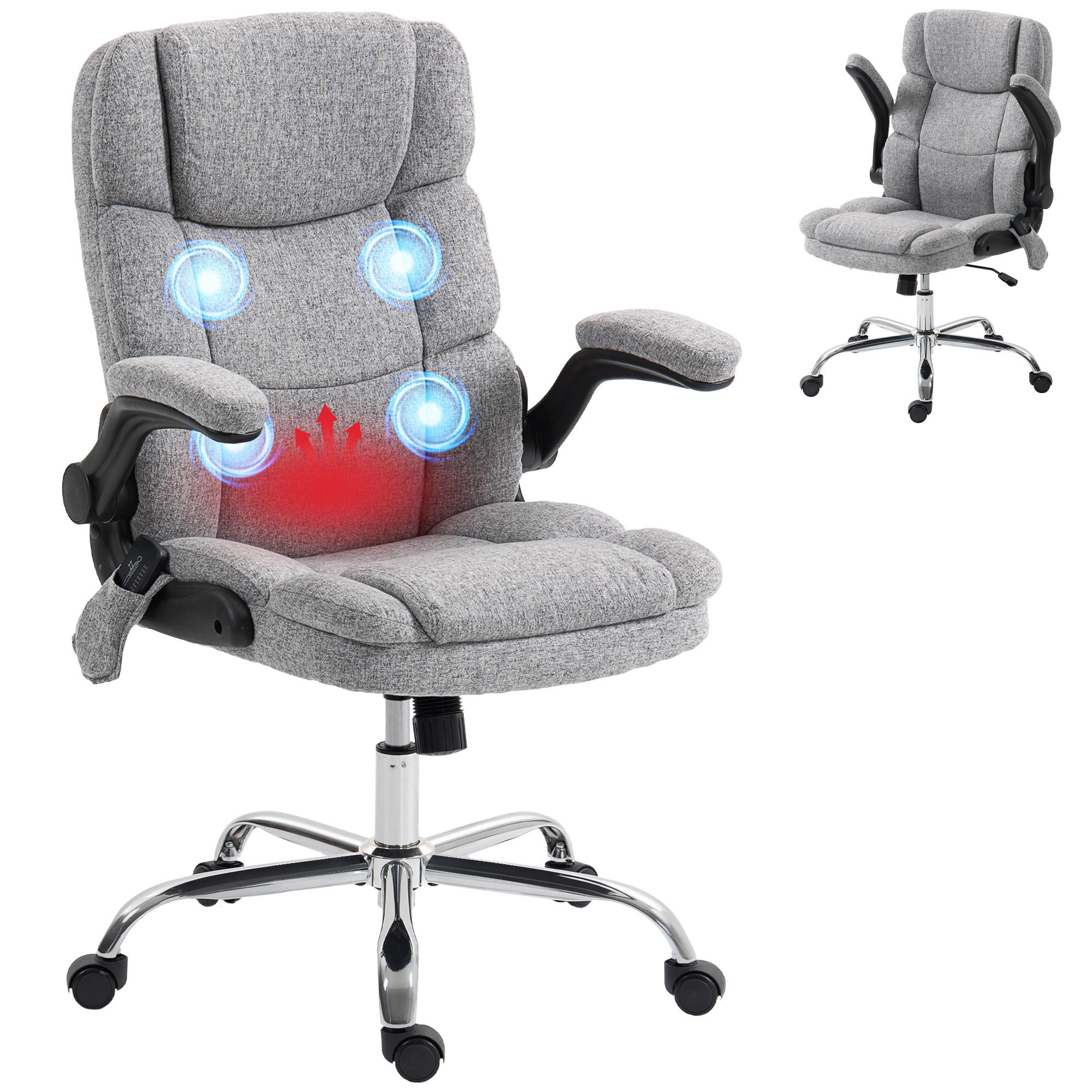 BÜROSTUHL Grau, Massagefunktion, Heizfunktion, 70/65/119 cm - Grau, Metall (71/112/66cm) - PANGIVO