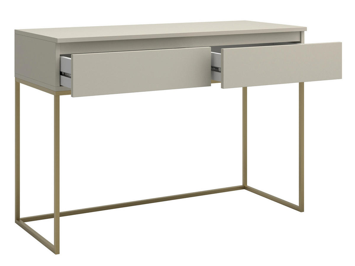 SCHMINKTISCH Selsey Bemmi Graubeige mit goldenem Metallgestell 120 cm - Beige/Goldfarben, Holzwerkstoff/Metall (120/80/50cm) - Selsey