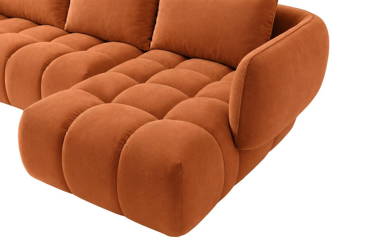 ECKSOFA L-Form, Veloursstoff Bluvel, Zimtfarbe, Rechts, SEVIO L - Orange, Holz (242/175cm) - Kaiser Möbel