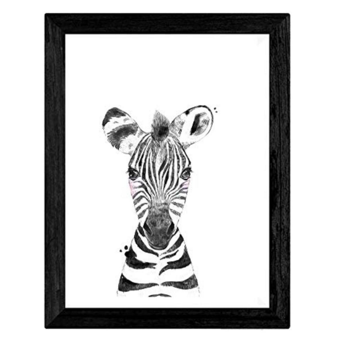 POSTER Set mit 4 SchwarzweissKinderTieren A3 Schwarzer Rahmen - Schwarz, Papier (29.7/3cm) - Nacnic