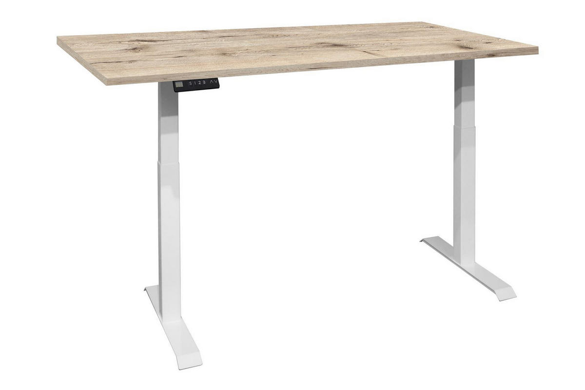SCHREIBTISCH höhenverstellbar elektrisch Edithe 180x90 weiß/sandeiche - Naturfarben, Holz (180/90/74cm) - 58aufmkessel