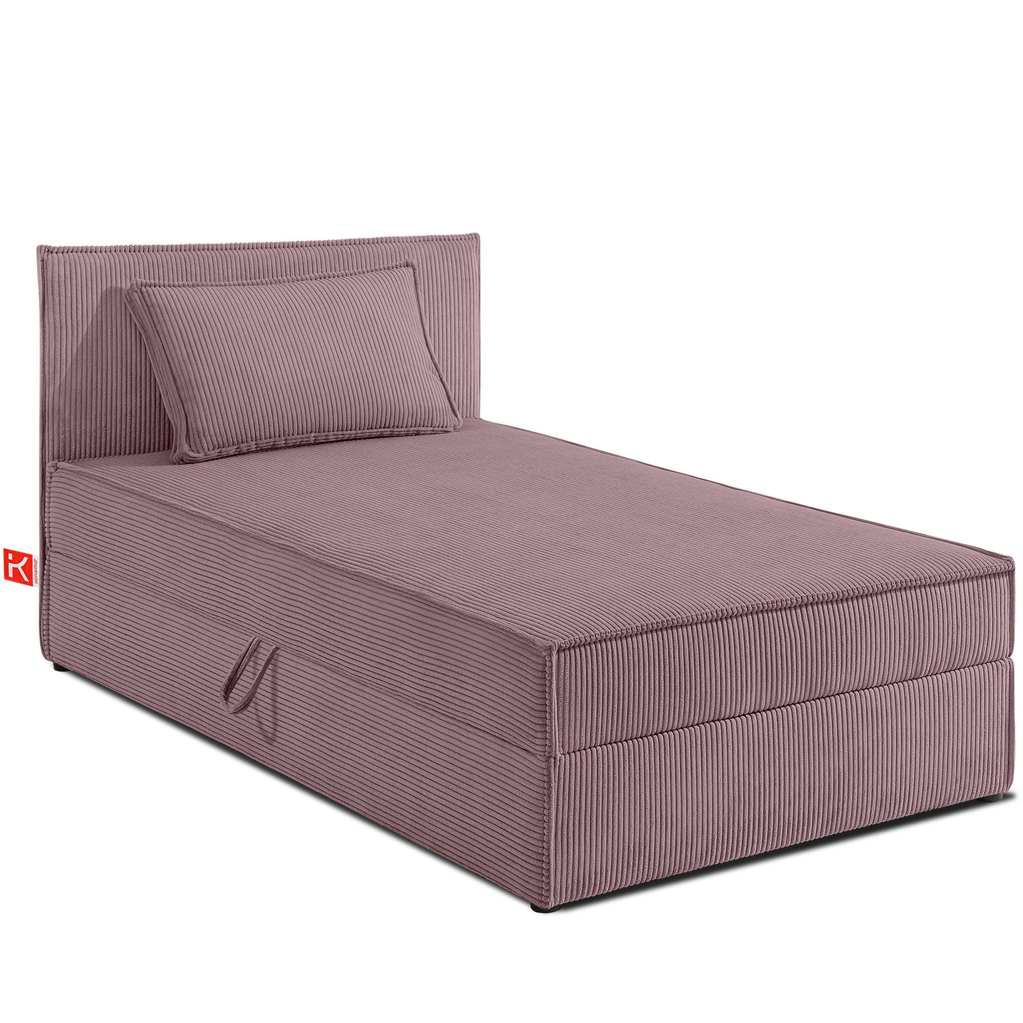BOXSPRINGBETT ROTI Einzelbett, hellviolett - Violett/Schwarz, Holz/Holzwerkstoff (90/200cm) - KONSIMO®