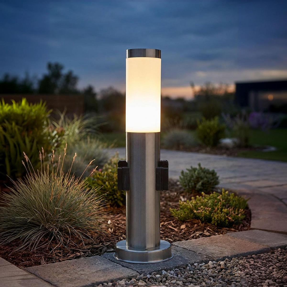 LED STEHLAMPE Edelstahl Silber BOSTON - Silberfarben, Metall (7.6/7.6/45cm)