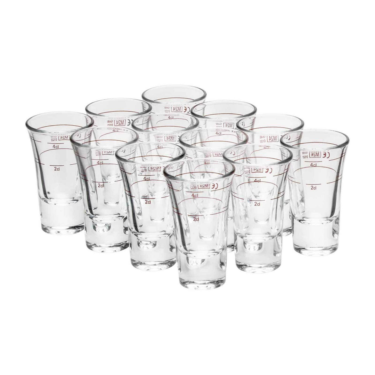 STAMPER GEEICHT MIT ROTRING Dublino transparent 2 cl + 4cl 12er Set - Transparent, Glas (0.06L) - Van Well