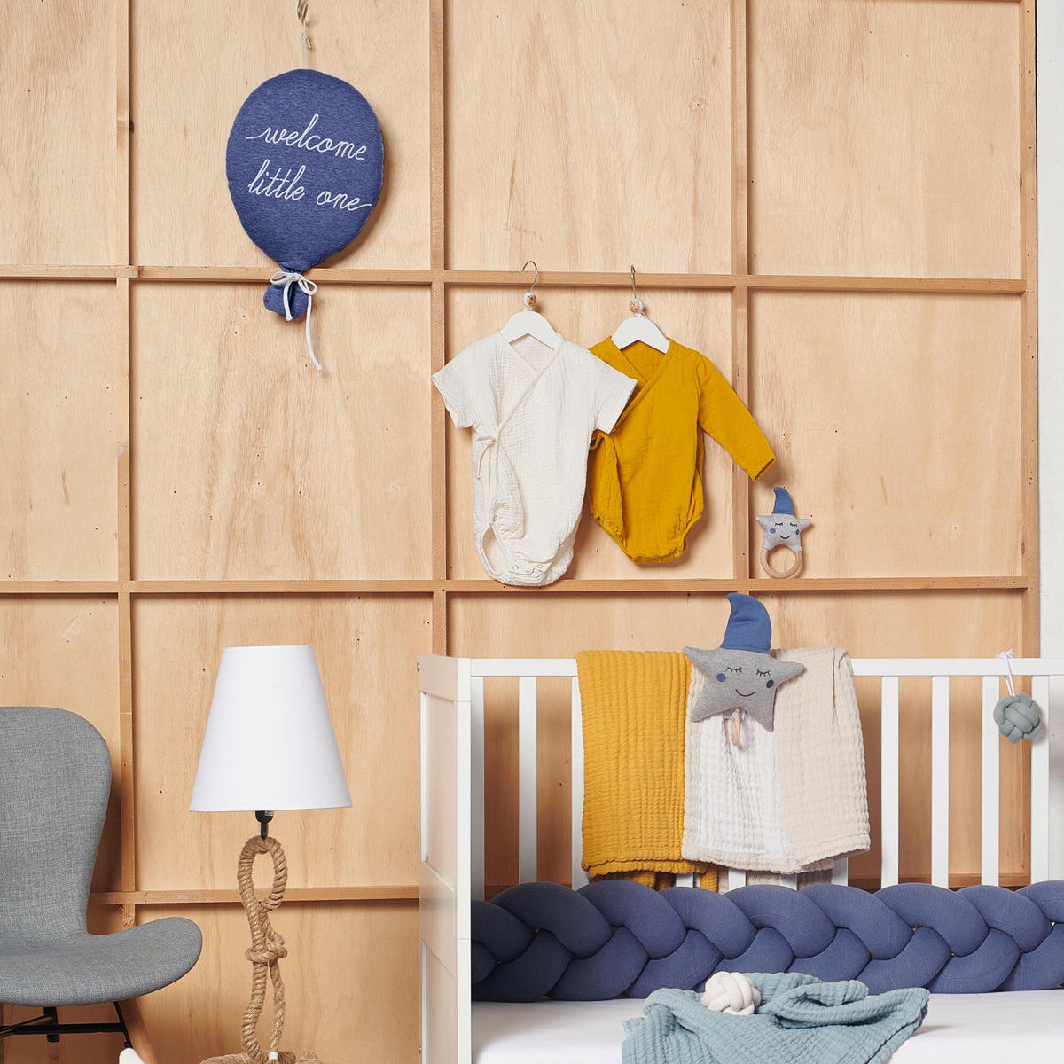 BALLON-KISSEN "Welcome Little One" Blau - Blau, Textil (30/25cm) - nordic coast company