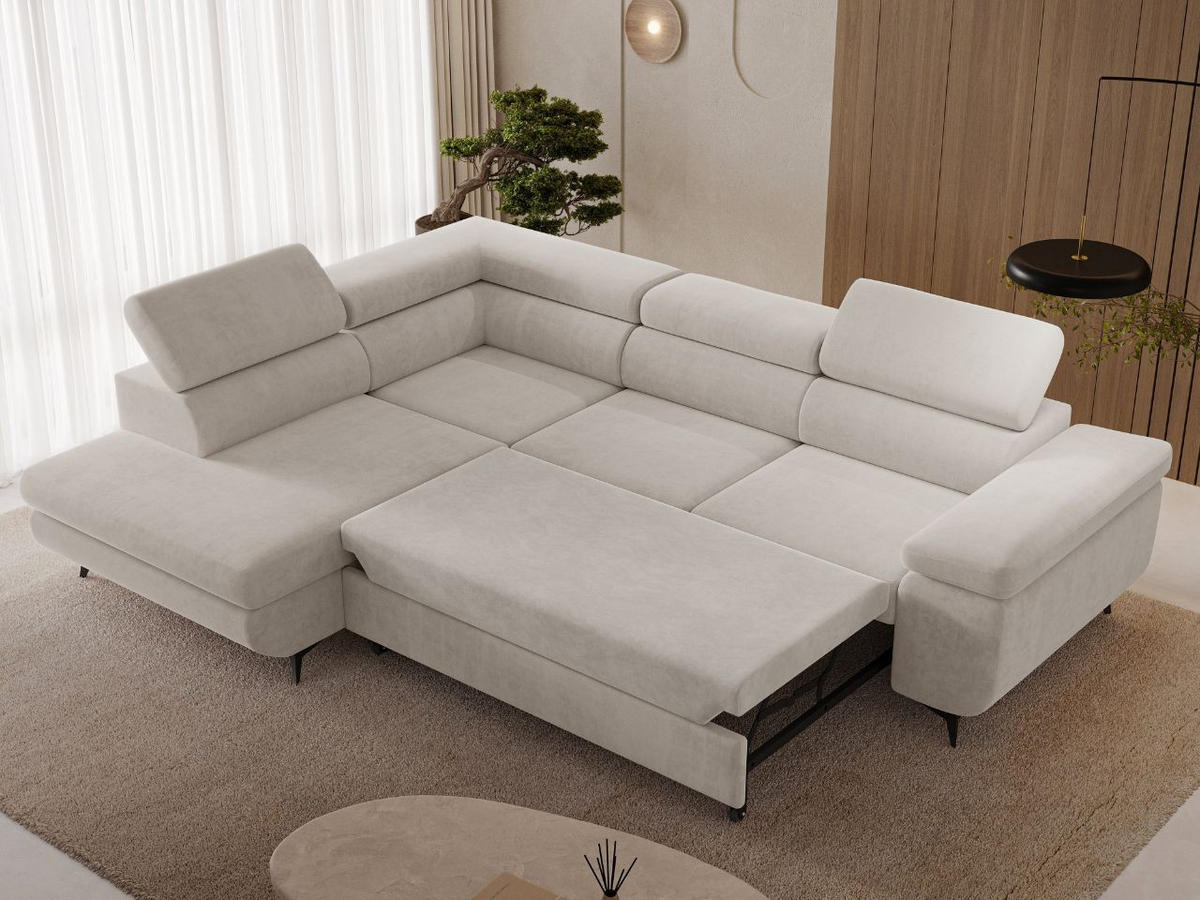ECKSOFA Argon Ecru Links - Ecru/Beige, Holz/Textil (255/190cm) - Graingold