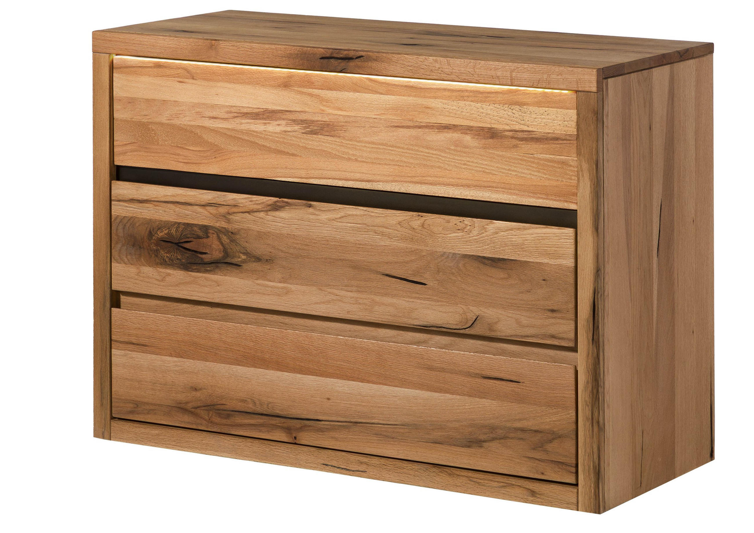 KOMMODE Wild-/Zerreiche 105x45x75 natur geölt MONTREUX LUX #133 - Braun, Holz (105/75/45cm) - Massivmoebel24