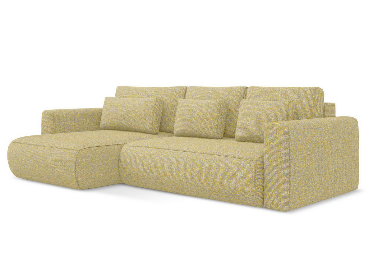 ECKSOFA mit Schlaffunktion Strukturstoff Stoff Gelb - Currygelb/Gelb, Kunststoff/Textil (149/278cm) - Makamii