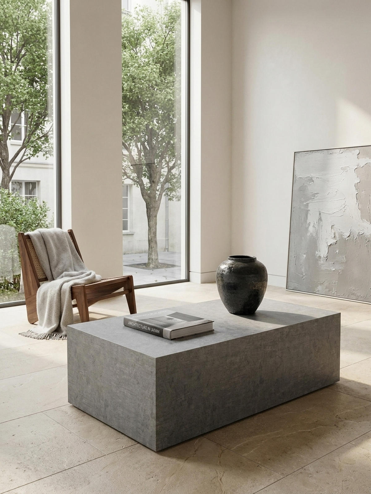 COUCHTISCH Würfelform in Beton-Optik – minimalistisches Design, Grau 100x50x30 cm - Grau, Holzwerkstoff (50/100/30cm) - KADIMA DESIGN
