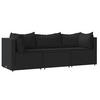 LOUNGESOFA mit Kissen und Armlehnen, 3-Sitzer, 189/63/57,5 cm, aus Poly Rattan, Schwarz - Schwarz, Kunststoff (63/57.5/63cm) - vidaXL