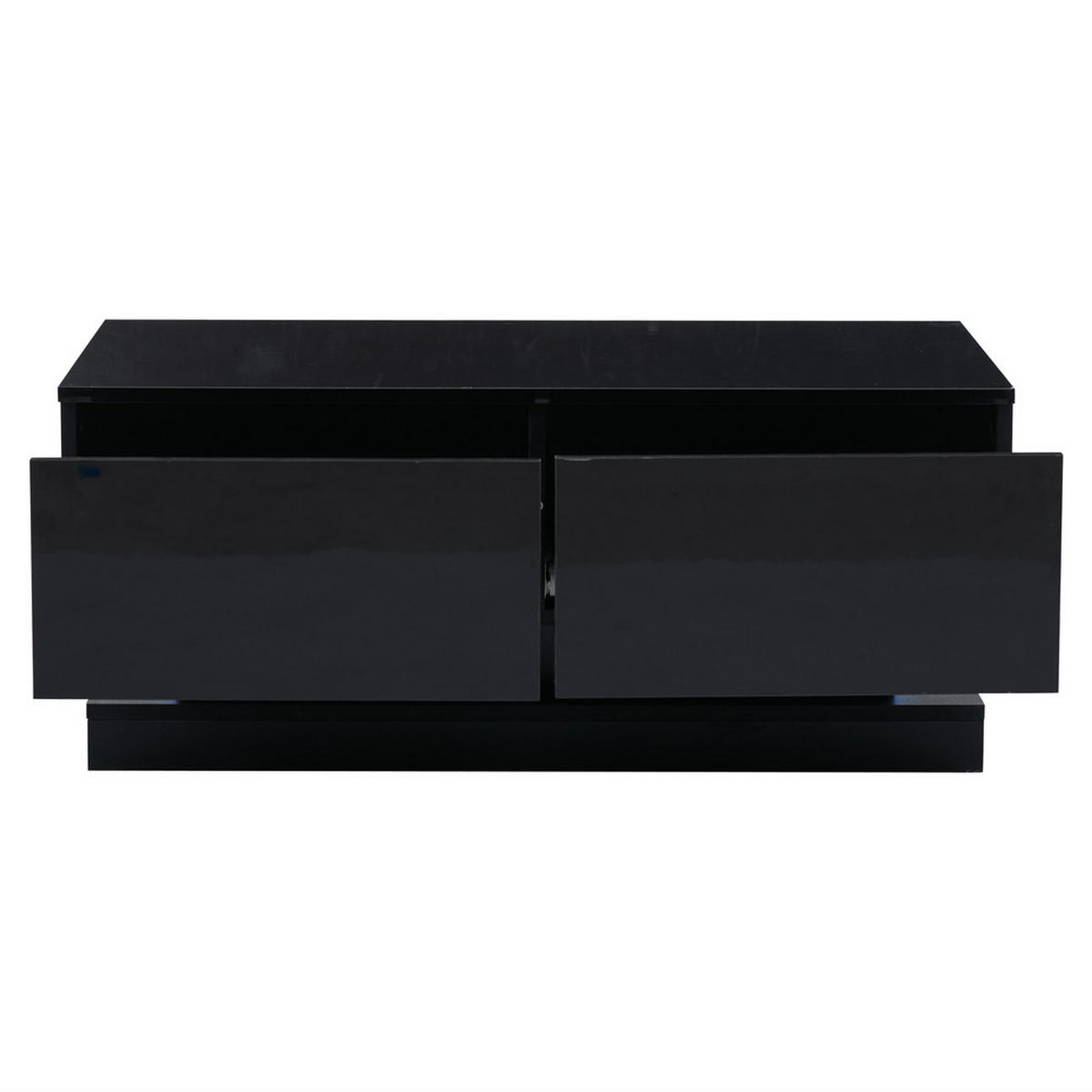 COUCHTISCH 90x50cm Schwarz Hochglanz LED App 2 Schubladen Modern - Schwarz, Holz (99.85/58.7/15.85cm) - FLIEKS