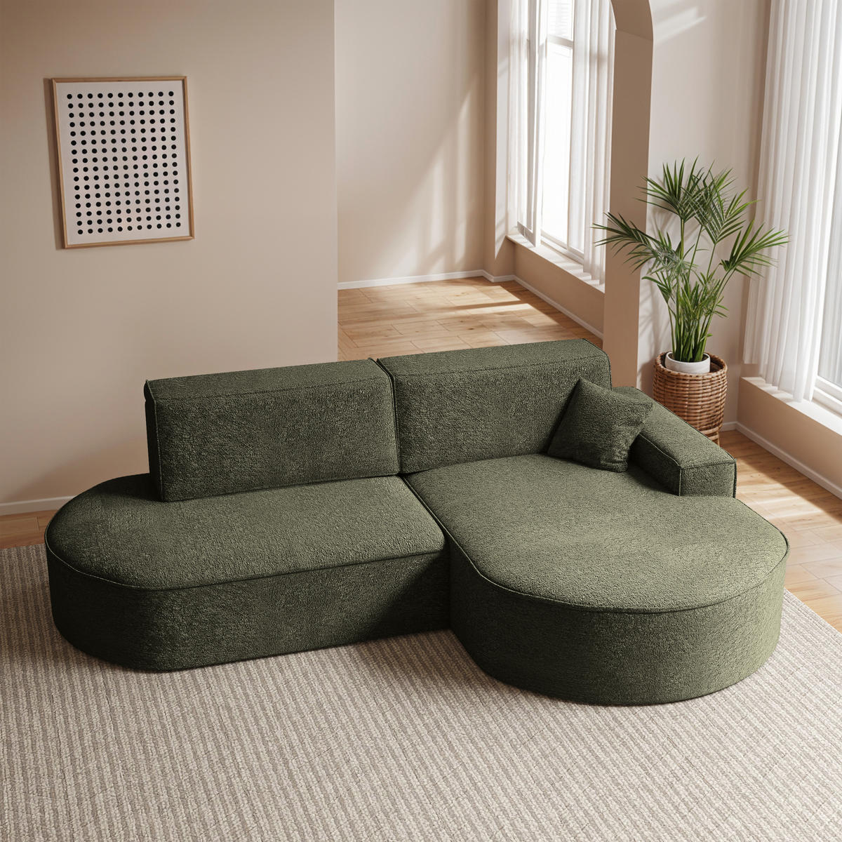 ECKSOFA Modena Pro - Komfort Und Stil stoff Arena Grün Rechts - Grün, Holz (278/179cm) - Kaiser Möbel