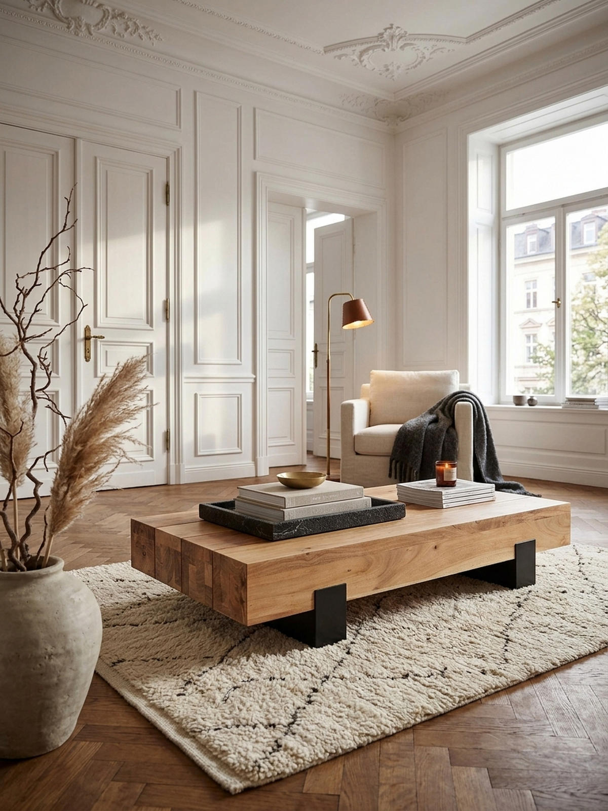 COUCHTISCH Industrie-Stil in Akazienholz und Schwarz Metall, Maße 130x25x59 cm - Beige/Schwarz, Holz/Metall (59/130/25cm) - KADIMA DESIGN