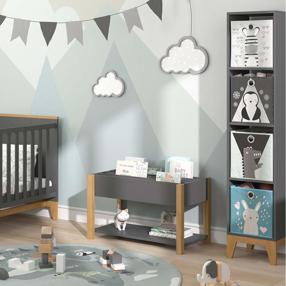 KINDERREGAL Malia Grau/Eiche 80 x 46 cm - Eichefarben/Grau, Holzwerkstoff (80/46/40cm) - VitaliSpa
