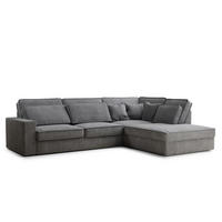 ECKSOFA Kirou Grau Chenille-Stoff - Rechts Seite - Schwarz/Grau, Holz/Holzwerkstoff (311/225cm) - Maison de Reve