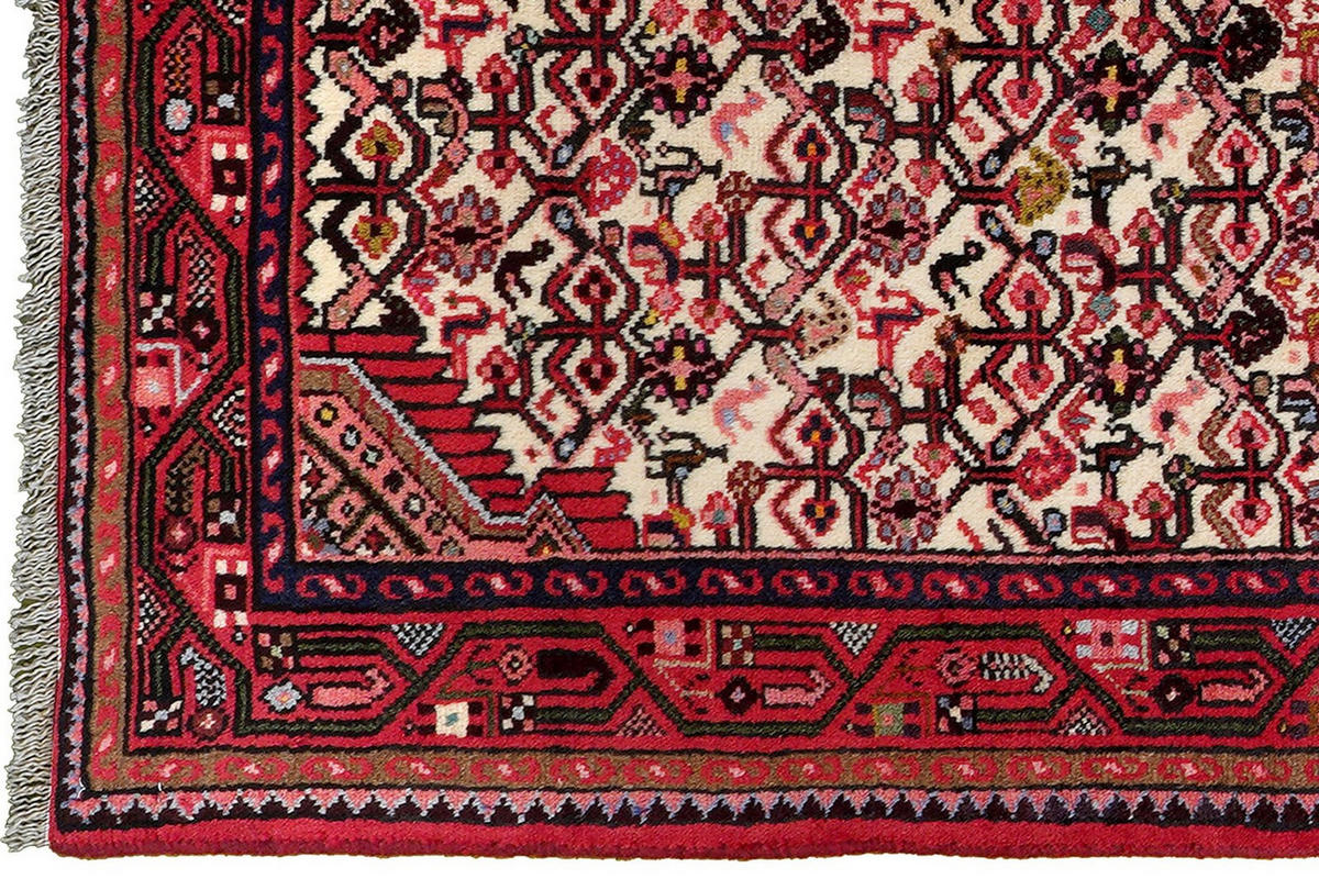LÄUFER Orient handgeknüpft Assadabad Beige, Rot 209/79 cm Schurwolle - Beige/Rot, Textil (79/209cm) - Looma