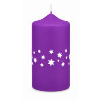 ADVENTSKERZEN Estrellas in Samtlook Purple Lila 15 x 7 cm, 4er Set - Lila, Paraffin (7/15/15cm) - Kopschitz Kerzen