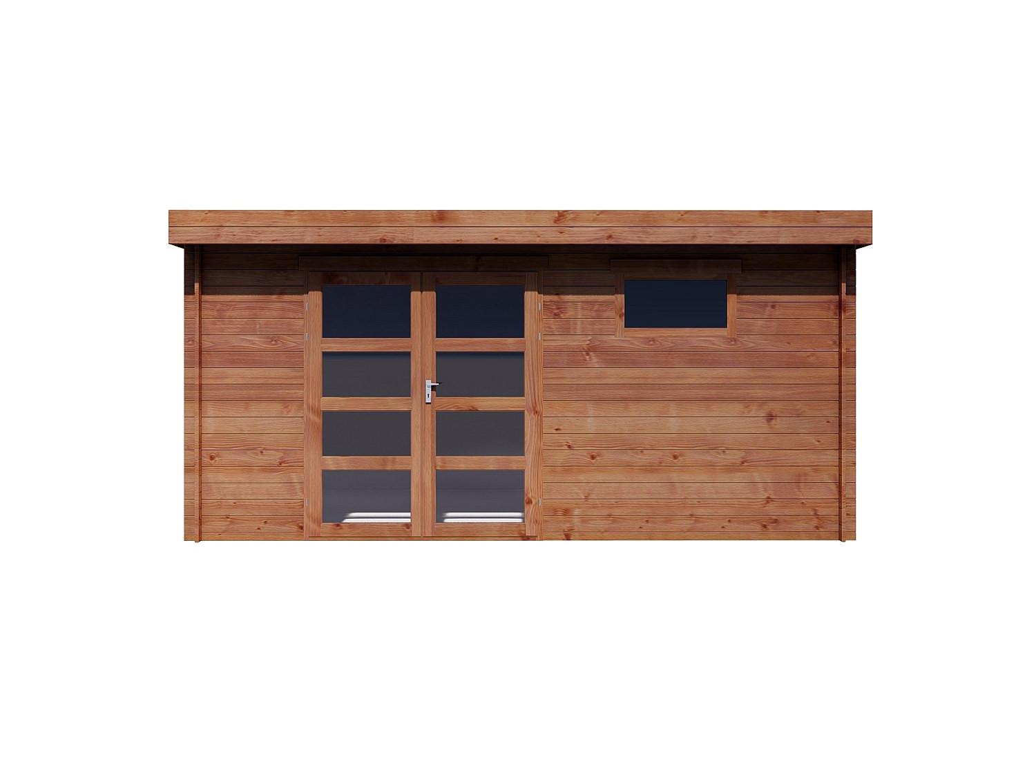 SCHREBERGARTENHAUS - 450 cm x 400 cm - Holz, Platte, Glas - Naturfarben Dunkel - CORALIO - Naturfarben, Glas/Holz (450/203.3/400cm) - Vente-Unique
