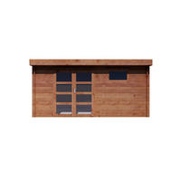SCHREBERGARTENHAUS - 450 cm x 400 cm - Holz, Platte, Glas - Naturfarben Dunkel - CORALIO - Naturfarben, Glas/Holz (450/203.3/400cm) - Vente-Unique