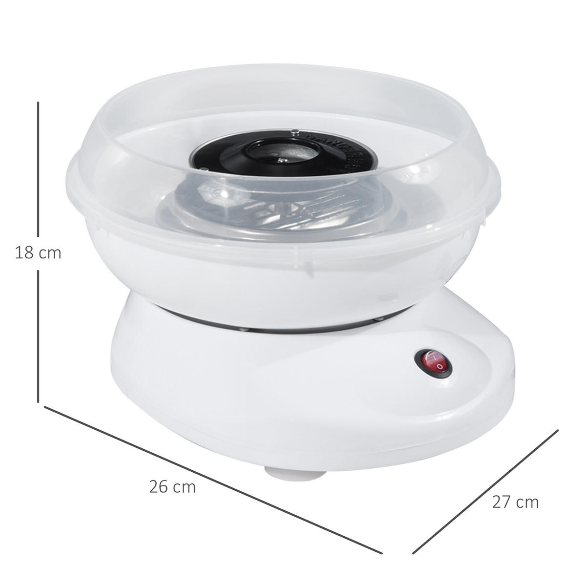 ZUCKERWATTEMASCHINE Weiß - Weiß, Kunststoff (26/18/27cm) - HOMCOM