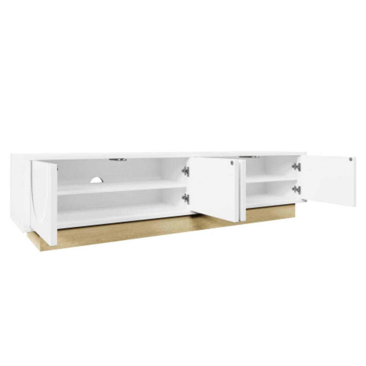 SIDEBOARD mit Holzmaserung weiß 175×40×41,5 cm aus MDF - Weiß, Holzwerkstoff (175/41.5/40cm) - Luhomfu