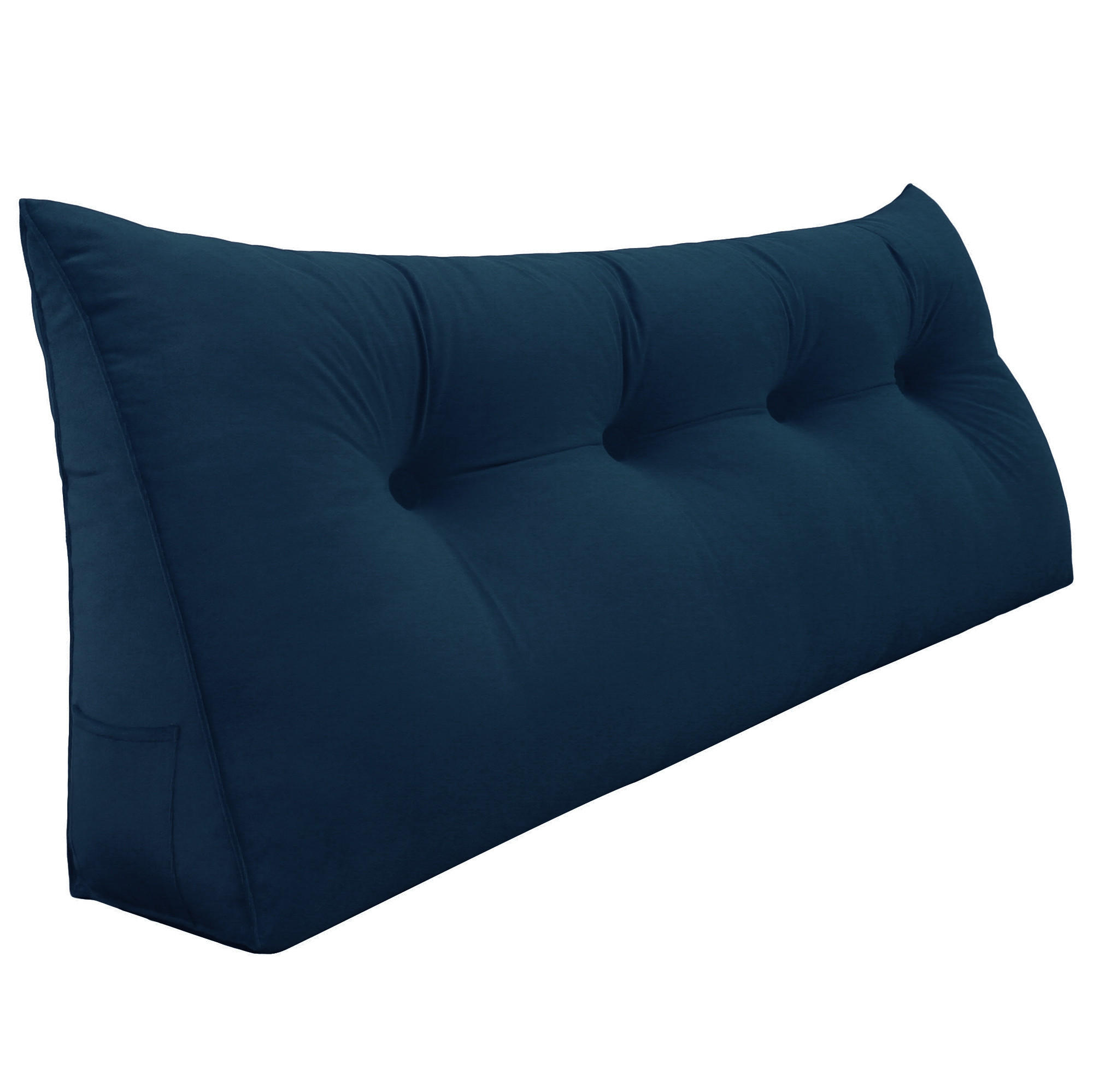 RÜCKENKISSEN für Bett Samt Blau 140 cm - Blau, Textil (50/140cm) - Vercart