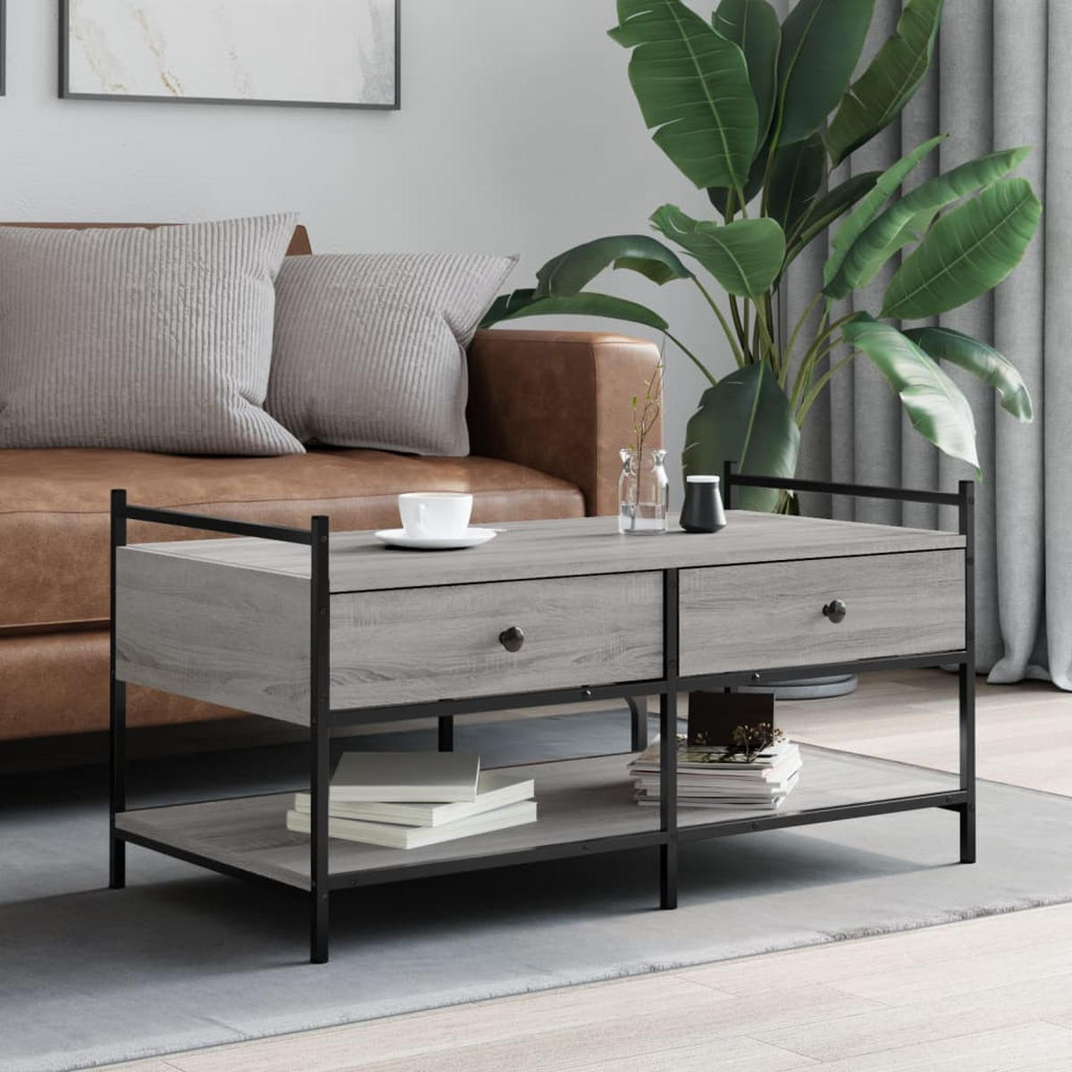 COUCHTISCH Grau Sonoma 99x50x50 cm Holzwerkstoff - Grau, Holzwerkstoff (50/99/50cm) - furnicato