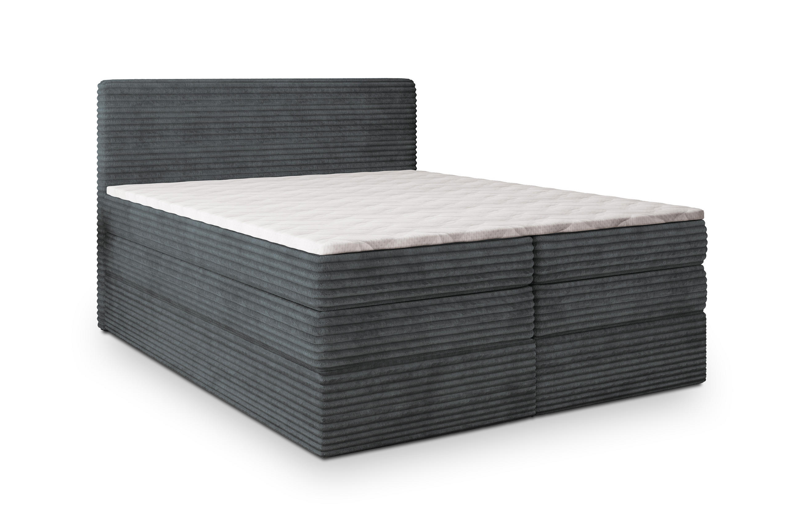 BOXSPRINGBETT LUNERA 160x200 cm mit Matratze und Topper - Graphitfarben - Graphitfarben, Holz (160/200cm) - MASSENO