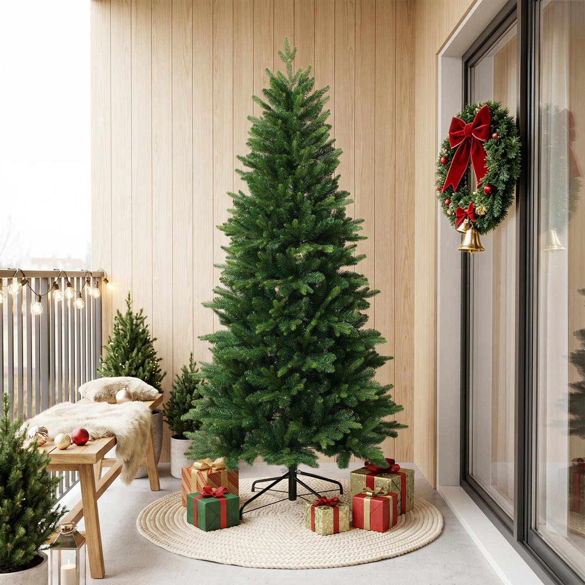 KÜNSTLICHER Weihnachtsbaum 186 cm mit 1.399 PE/PVC-Spitzen - Grün, Kunststoff (92/186cm) - Hometopia