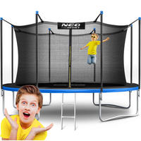 GARTENTRAMPOLIN 12 ft/374 cm mit Innennetz und Leiter - Blau, Metall (374/374cm)
